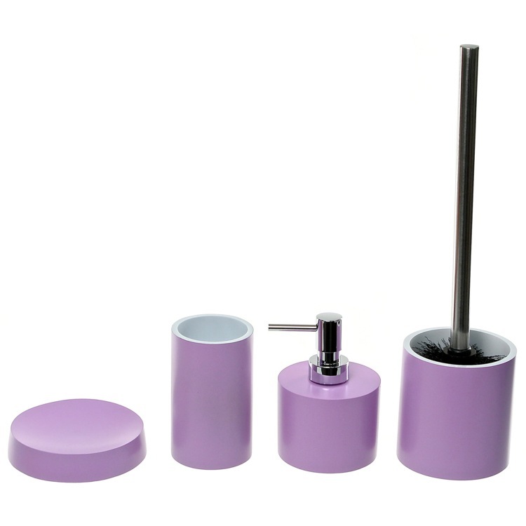 Bathroom Accessory Set Bathroom Accessory Set In Lilac With 4 Pieces, Free Stand Gedy YU181-79
