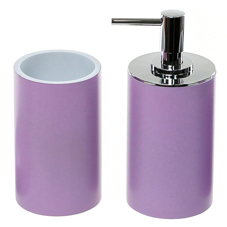 Bathroom Accessory Set Stylish Lilac 2 Piece Bathroom Accessory Set Gedy YU580-79
