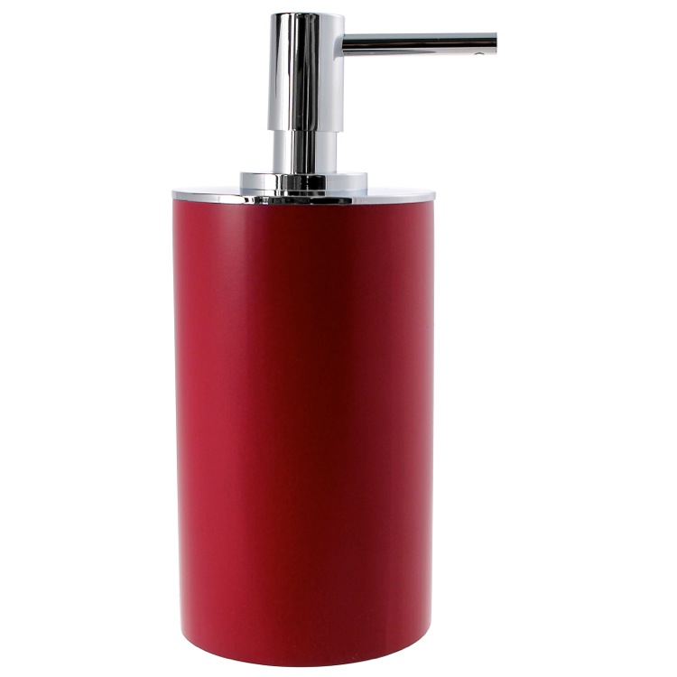 red soap dispenser