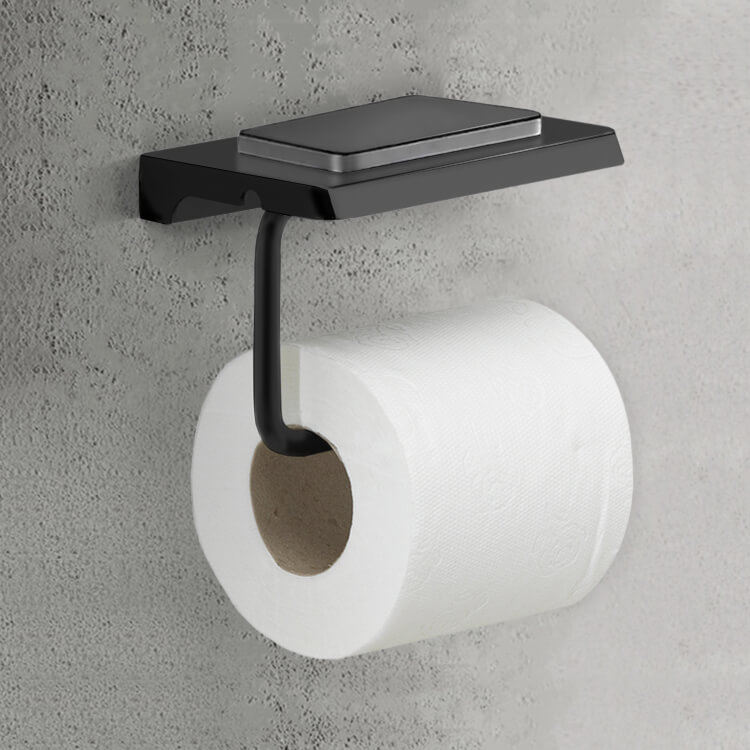 Free Standing Toilet Paper Holder Stand Matte Black Finished Stainless  Steel Rus