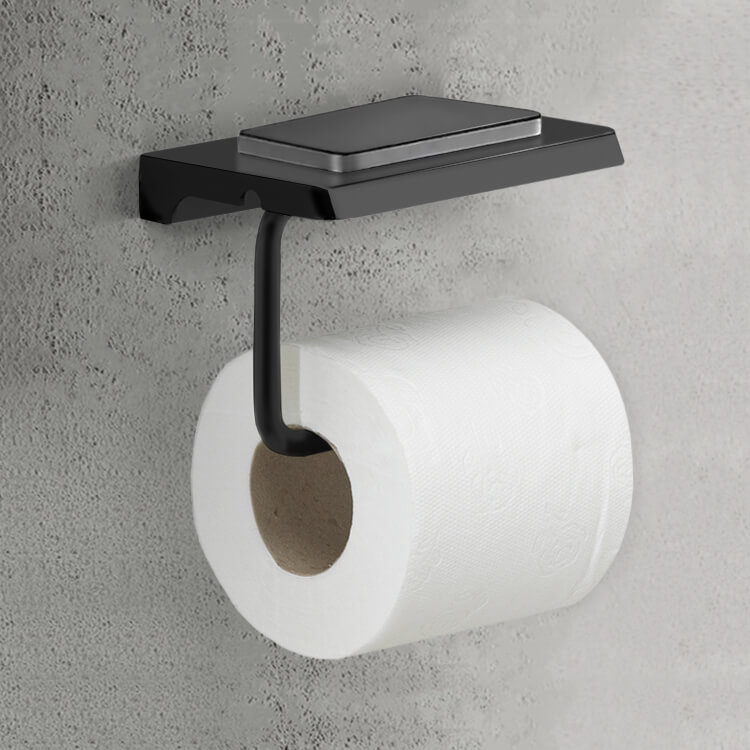 Toilet Paper Holder Stand,Tissue Holder for Bathroom,Toilet Paper Holders  Black,Stainless Steel Toilet Roll Holder,Black