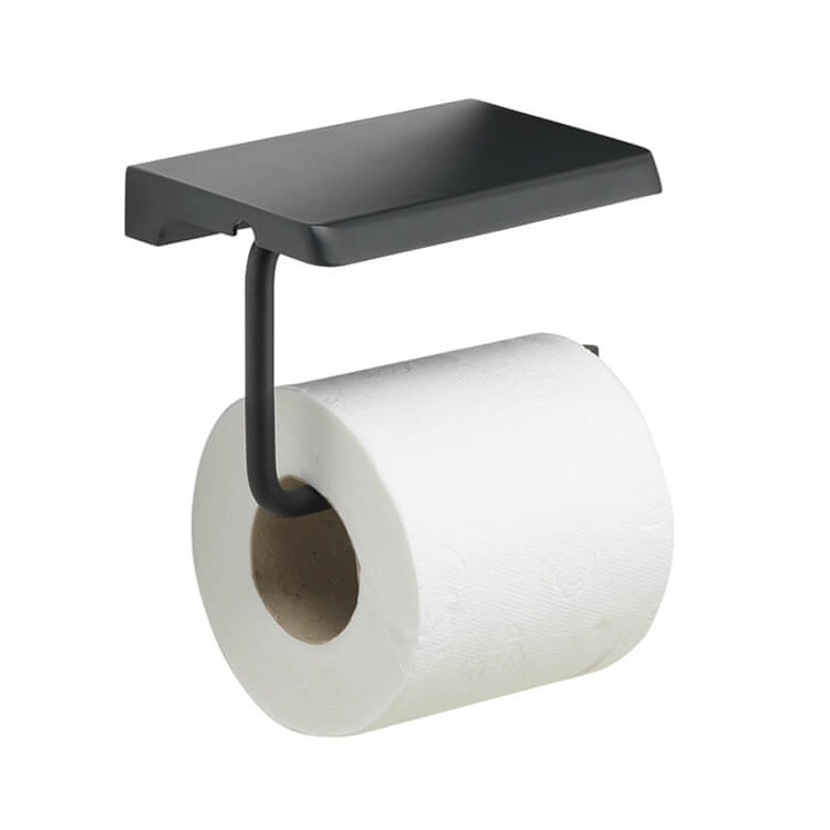 Gedy 2839-14 By Nameek's Malta Toilet Paper Holder, Modern, Matte Black,  With Shelf - TheBathOutlet