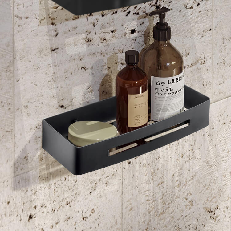 at Home Matte Black Gold Shower Caddy