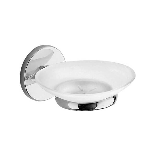 Soap Dish, Gedy 4211-13, Wall Mounted Frosted Glass Soap Dish With Chrome Mounting
