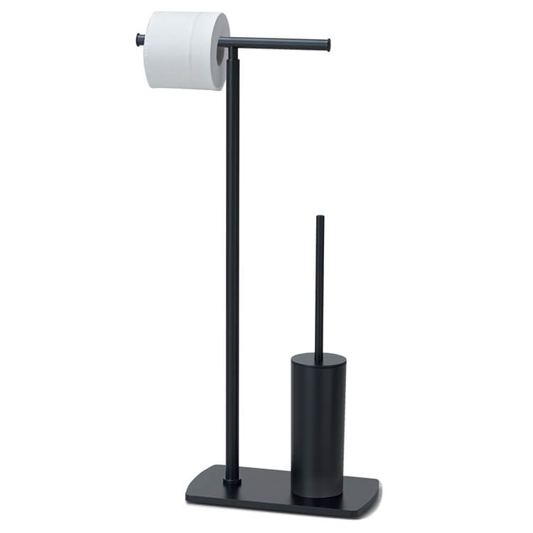 Free Standing Matte Black Toilet Paper Holder Stand Black Marble