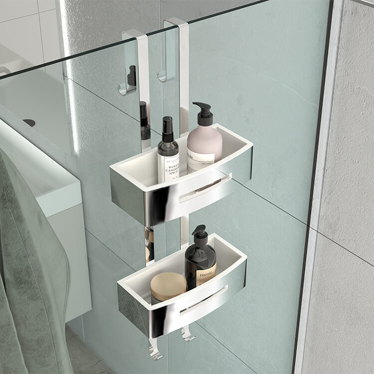 Mdesign York Stainless Steel 2-tier Bathroom Over Door Shower