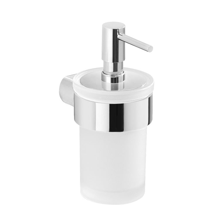 Gedy PI81-13 Soap Dispenser, Wall Mount, Frosted Glass With Chrome Mount