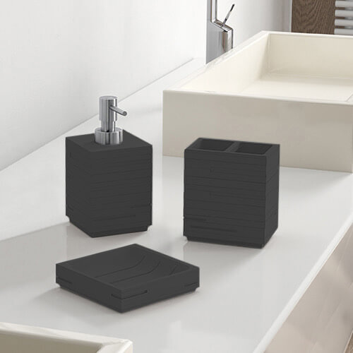 Gedy QU200-14 Quadrotto Black Bathroom Accessory Set