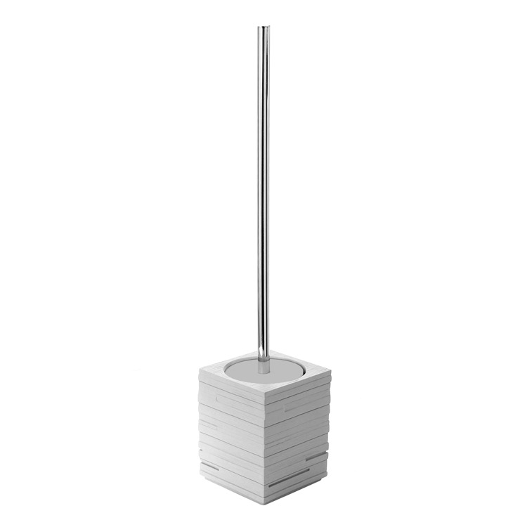 Gedy QU33-08 Toilet Brush Holder, Square, Grey, Chrome Handle