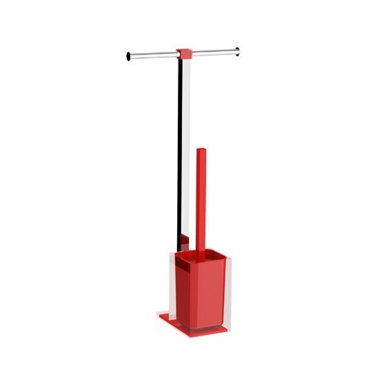 Gedy RA32-06 Bathroom Butler in Steel and Red Resin
