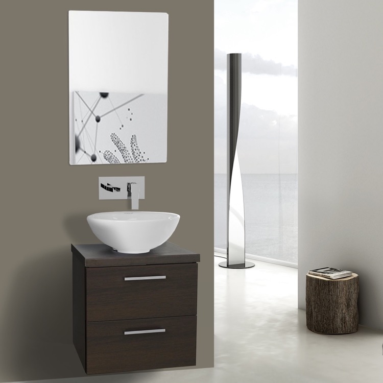 Iotti An553 By Nameek S Aurora 19 Inch Wenge Small Vessel Sink Bathroom Vanity Iotti An553 19 Inch Wenge Small Vessel Sink Wall