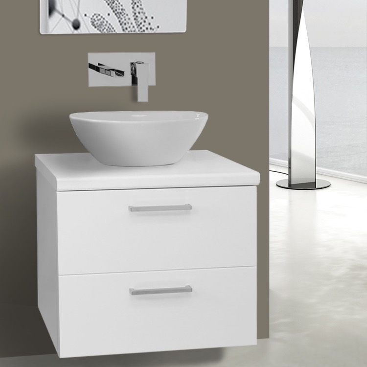 22 Inch Glossy White Vessel Sink Bathroom Vanity Wall Mounted 22 Inch Glossy White Vessel Sink Bathroom Vanity Wall Mounted