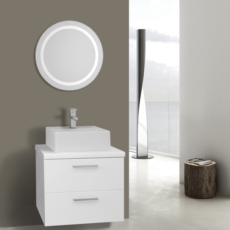 22 Inch Glossy White Bathroom Vanity Wall Mounted Lighted Mirror 22 Inch Glossy White Bathroom Vanity Wall Mounted Lighted Mirror Included