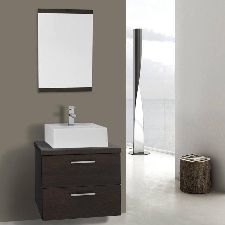 22 Inch Wenge Vessel Sink Bathroom Vanity Wall Mounted Mirror 22 Inch Wenge Vessel Sink Bathroom Vanity Wall Mounted Mirror Included