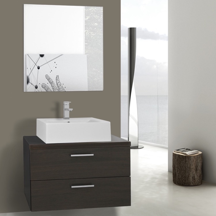 Iotti An671 By Nameek S Aurora 30 Inch Wenge Vessel Sink Bathroom 30 Inch Wenge Vessel Sink Bathroom Vanity Wall Mounted Mirror Included