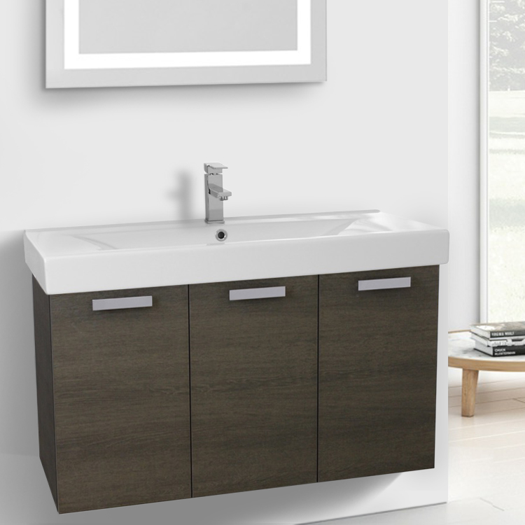ACF C19-Grey Oak By Nameek's Cubical 39 Inch Vanity ...