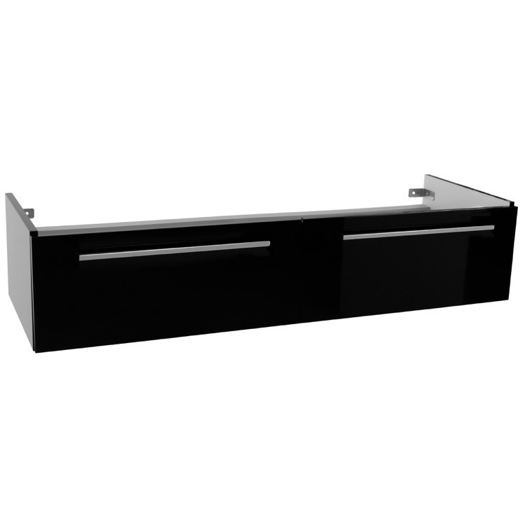 Iotti Fn06 By Nameek S Fly 48 Inch Wall Mount Glossy Black Double Vanity Cabinet Iotti Fn06 48 Inch Wall Mount Glossy Black Double