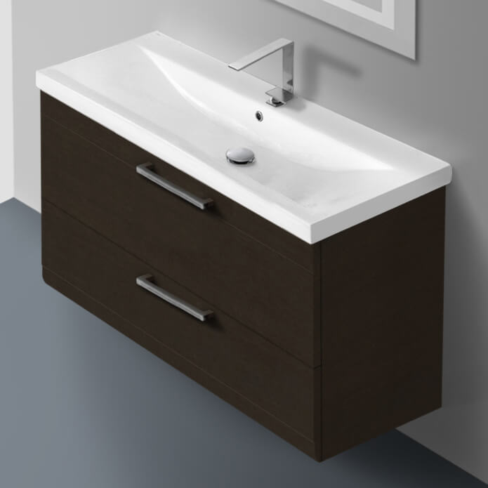 Iotti Ln30 By Nameek S Luna 38 Inch Wenge Wall Mounted Vanity With Fitted Sink Thebathoutlet