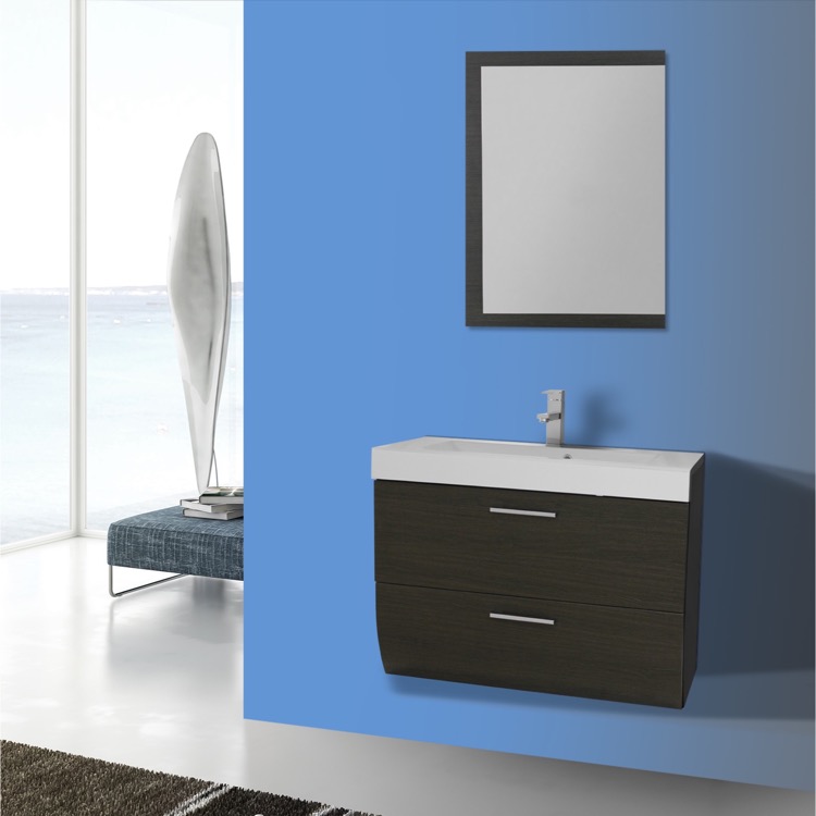30 Inch Wall Mount Grey Oak Bathroom Vanity Set Iotti Nn36 Bathroom Vanity Iotti Nn36 30 Inch Wall Mount Grey Oak Set