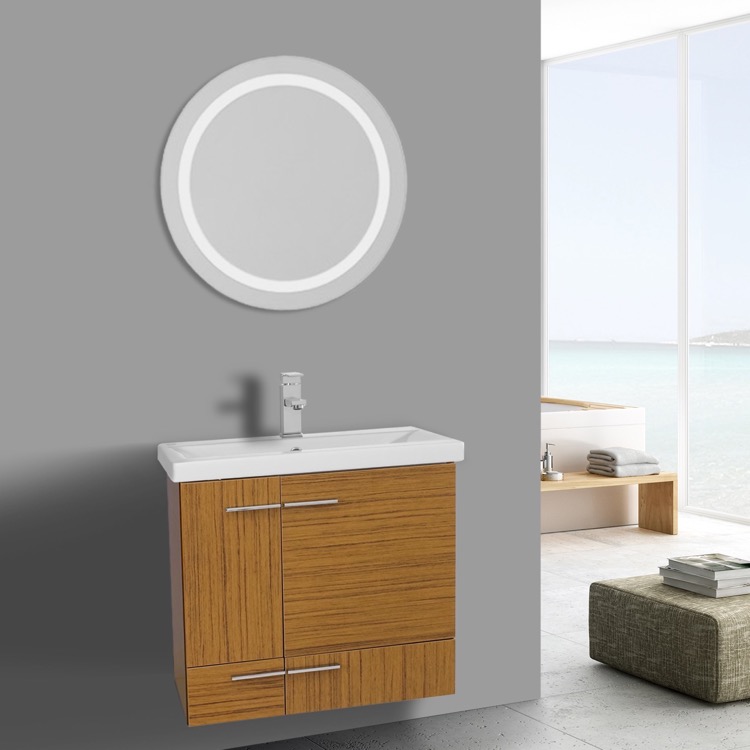 23 Inch Teak Bathroom Vanity Wall Mounted Lighted Mirror Included 23 Inch Teak Bathroom Vanity Wall Mounted Lighted Mirror Included