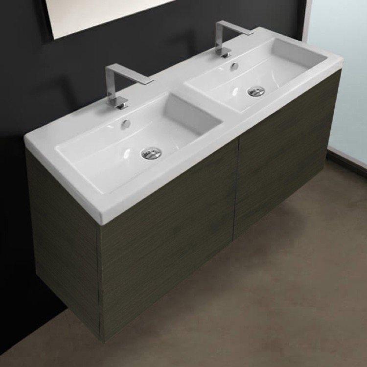 Iotti Se06c Gray Oak By Nameek S Space Double Wall Mounted Bath Vanity Modern 47 Thebath Iotti Se06c Gray Oak By Nameek S Space, 47 Inch Double Bathroom Vanity