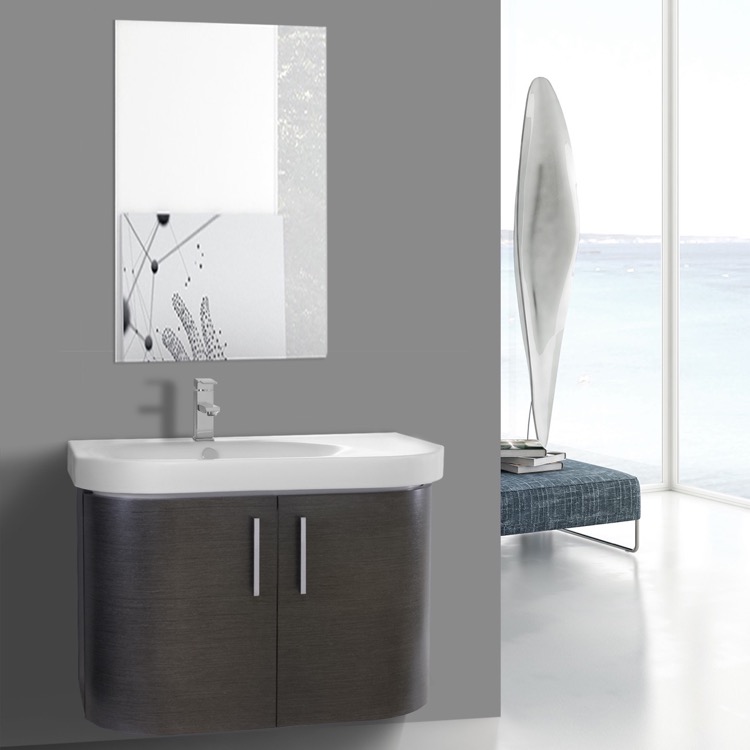 Iotti Rc138 By Nameek S Rondo 34 Inch Curved Grey Oak Wall Bathroom Bathroom Vanity Iotti Rc138 34 Inch Curved Grey Oak Wall With Ed