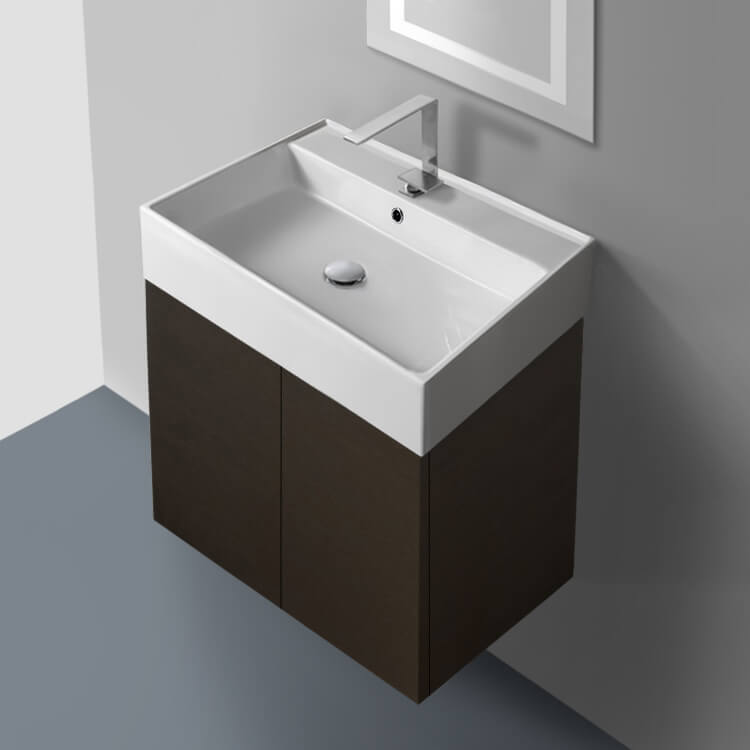 Wenge Wall Mounted Bathroom Vanity & Sink, 23 Inch Iotti SM01C