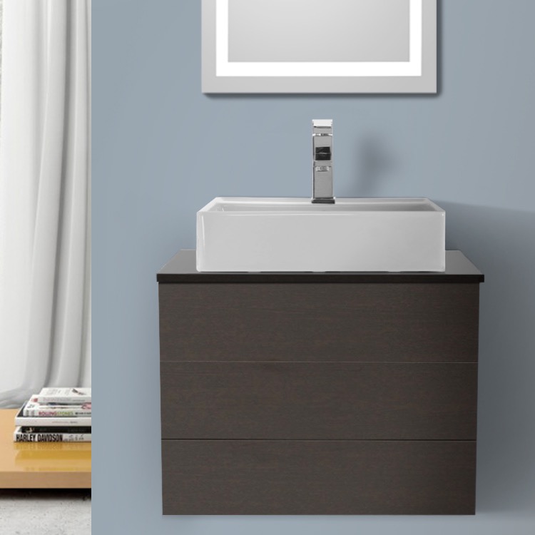 24 Inch Wenge Vessel Sink Bathroom Vanity Wall Mounted Iotti Tn10 Bathroom Vanity Iotti Tn10 24 Inch Wenge Vessel Sink Wall Mounted
