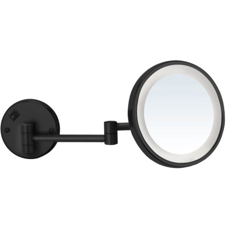 Nameeks AR7703-BLK-5x Black Makeup Mirror, Wall Mounted, Lighted, 5x