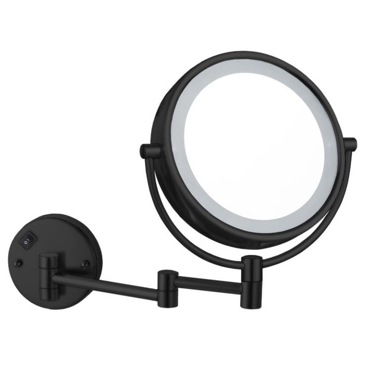 Nameeks AR7705-BLK-7x Matte Black Double Face LED 7x Magnifying Mirror, Hardwired