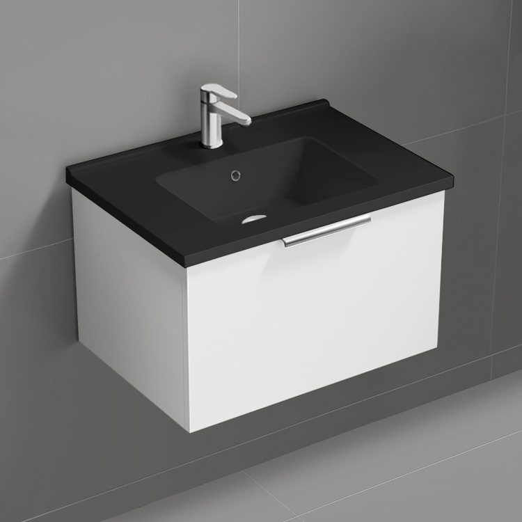 Bathroom Vanity Wall Mounted Small Bathroom Vanity, 26 Inch, Chrome Handle Nameeks BODRUM90