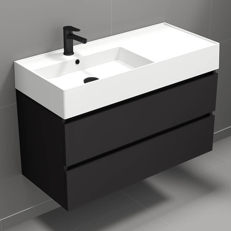 Nameeks BLOCK23 Black Bathroom Vanity, Floating, Modern, 39 Inch