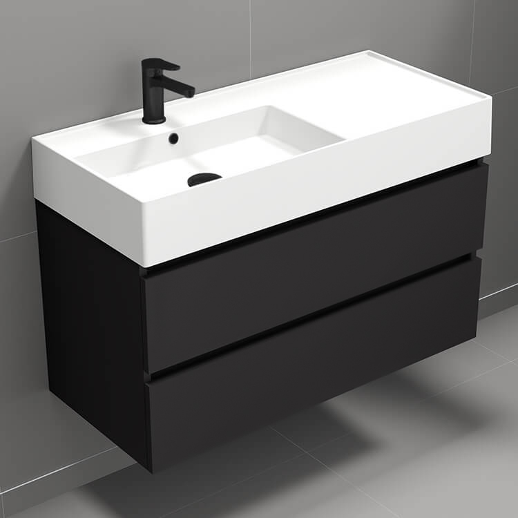 35"/40" Modern Floating Bathroom Vanity Set With Single Sink  White and