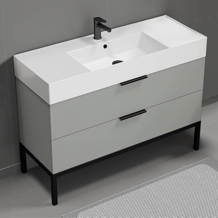 Nameeks DERIN22 Modern Bathroom Vanity, Floor Standing, 48 Inch, Grey Mist
