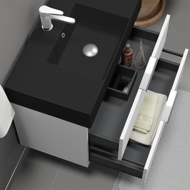 Nameeks DERIN246 By Nameek's Derin 32" Bathroom Vanity With Black Sink