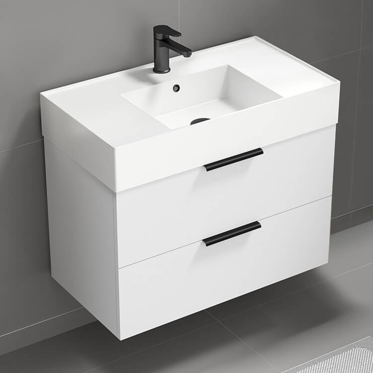 Nameeks DERIN32 32 Inch Bathroom Vanity, Modern, Glossy White