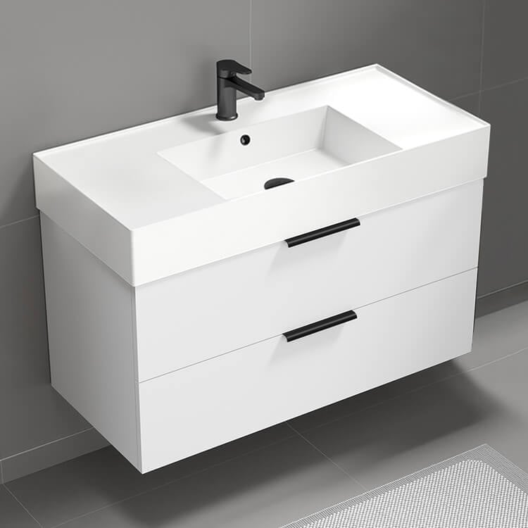 Bathroom Vanity Floating Bathroom Vanity, Modern, 40 Inch, Glossy White Nameeks DERIN33