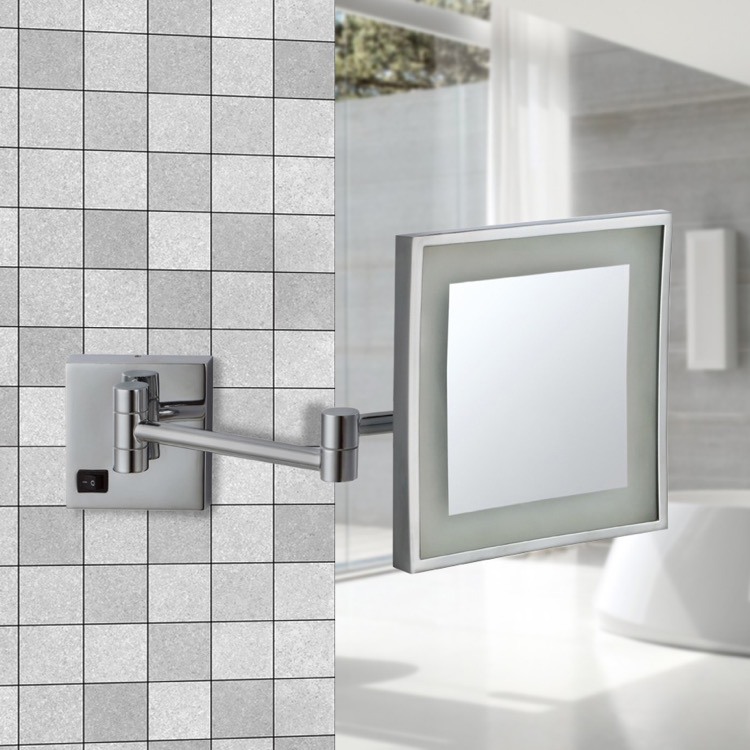 Nameeks Ar7701 Cr 5x By Nameek S Glimmer Square Wall Mounted Led Magnifying Mirror Hardwired Thebath - Wall Mounted Makeup Mirror With Lights Nameeks Ar7701 Cr 5x By Nameek S Glimmer Square Wall Mounted Led Magnifying Mirror Hardwired Thebath - Wall Mounted Makeup Mirror With Lights
