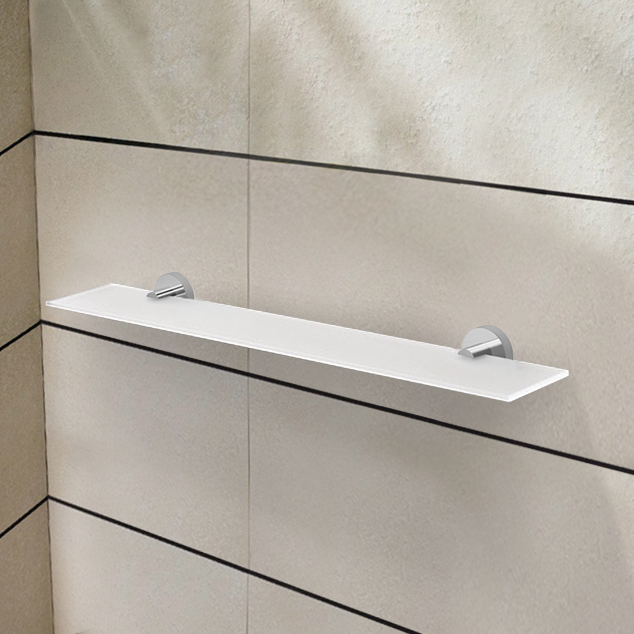 24 Inch Frosted Glass Shelf With, Modern Bathroom Shelves