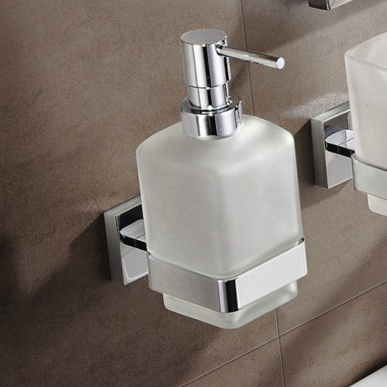 Nameeks NNBL0073 Wall Mount Frosted Glass Soap Dispenser With Chrome Mounting