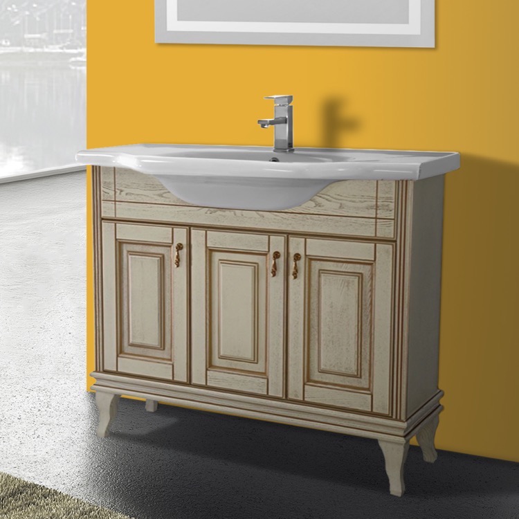 40 Inch Floor Standing Vanilla Vanity Cabinet With Ed Sink Bathroom Vanity Nameeks Bt F01 40 Inch Floor Standing Vanilla Cabinet With
