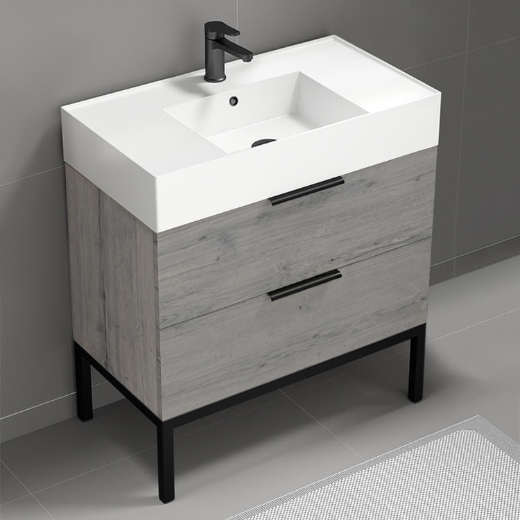 Bathroom Vanity Modern Bathroom Vanity, 32 Inch, Free Standing Nameeks DERIN489