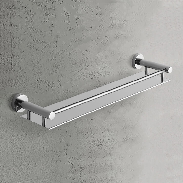 Polished Chrome Corner Mounted Double Glass Shower Shelf Bathroom