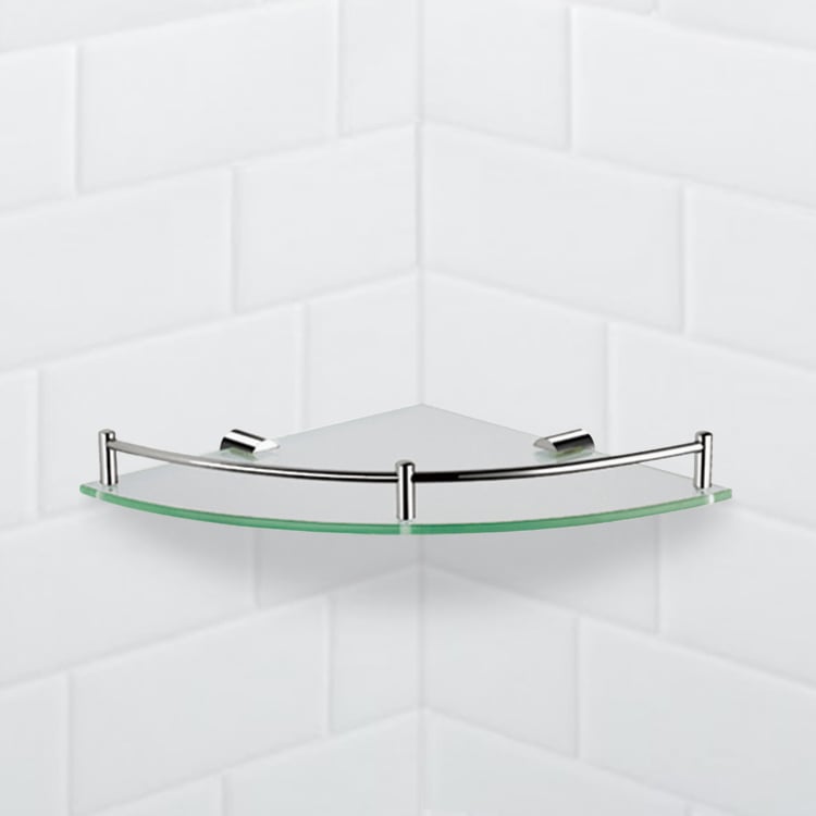 Mount-It Glass Corner Shelf for Shower and Bathroom Wall Mounted with Chrome R