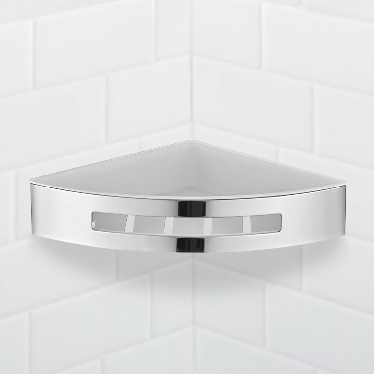 Brushed Nickel Metal Corner Shelf (Shower Corner Caddy)