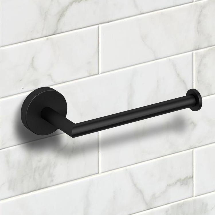 Nero Bianca Toilet Roll Holder With Shelf Matte Black Bathware Direct