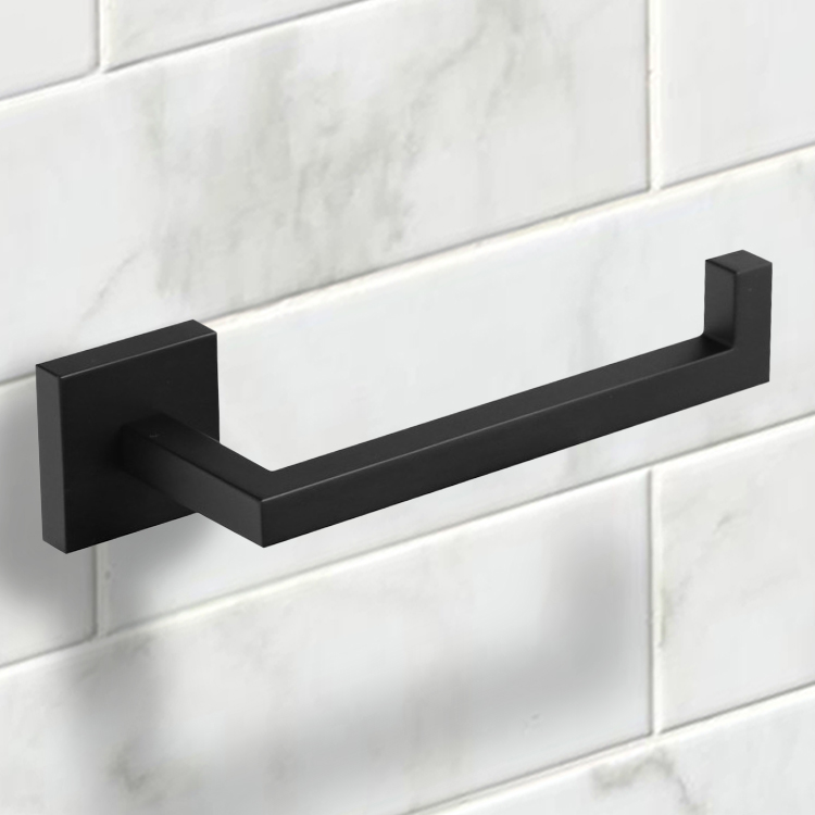 Design House 559351 Graz Park Two-Post Toilet Paper Holder, Classic Wall Mounted Spring Toilet Roll Holder, Matte Black