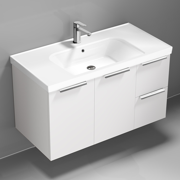 Bathroom Vanity Wall Mounted Bathroom Vanity, Modern, 36 Inch, Chrome Handles Nameeks FRAME8