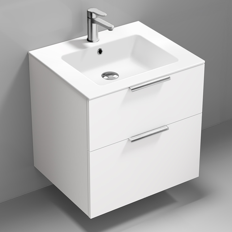 Bathroom Vanity Wall Mounted Bathroom Vanity, Modern, 24 Inch, Chrome Handles Nameeks IBIZA44