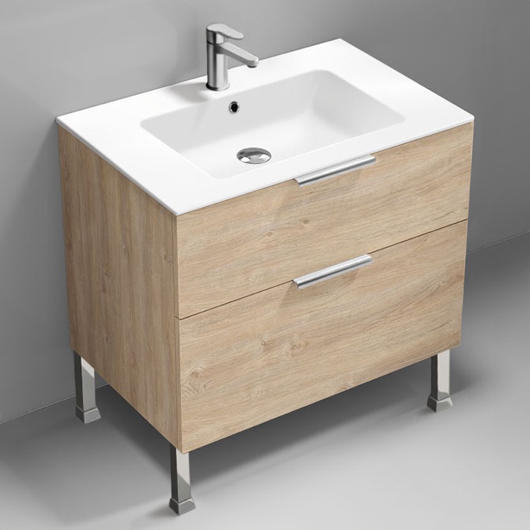 Bathroom Vanity Free Standing Bathroom Vanity, Modern, Chrome Handles, 32 Inch Nameeks IBIZA69